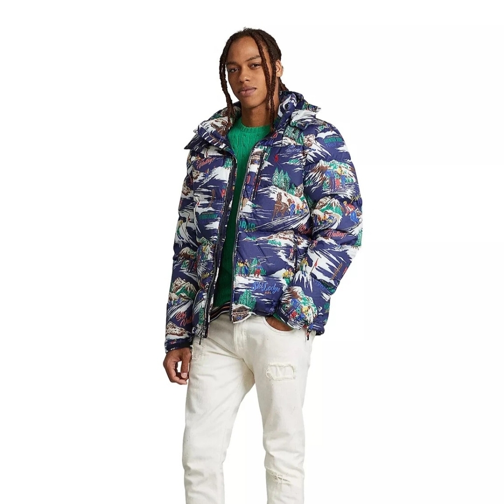 NWT Polo Ralph Lauren Water Repellent Graphic Ski Print 700 Down Jacket Coat$398
